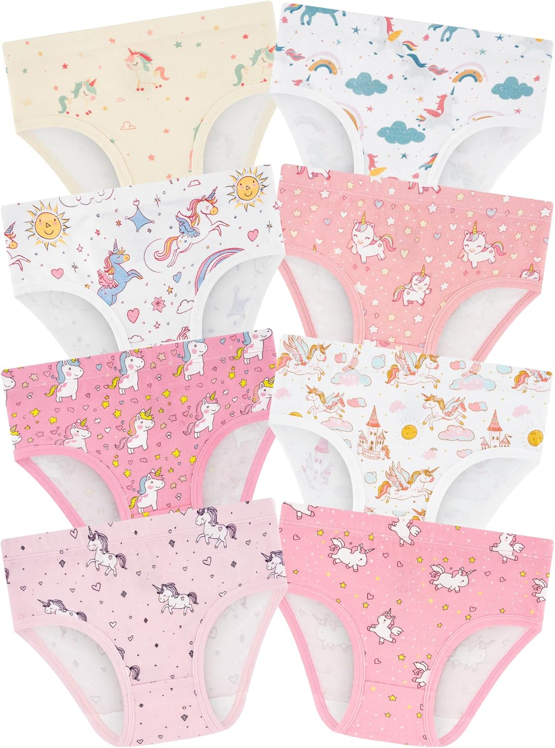Girls' Underwear,Soft Cotton Tagless Panties for Toddlers' & Little Kids Comfort,Breathable Briefs,8-Pack