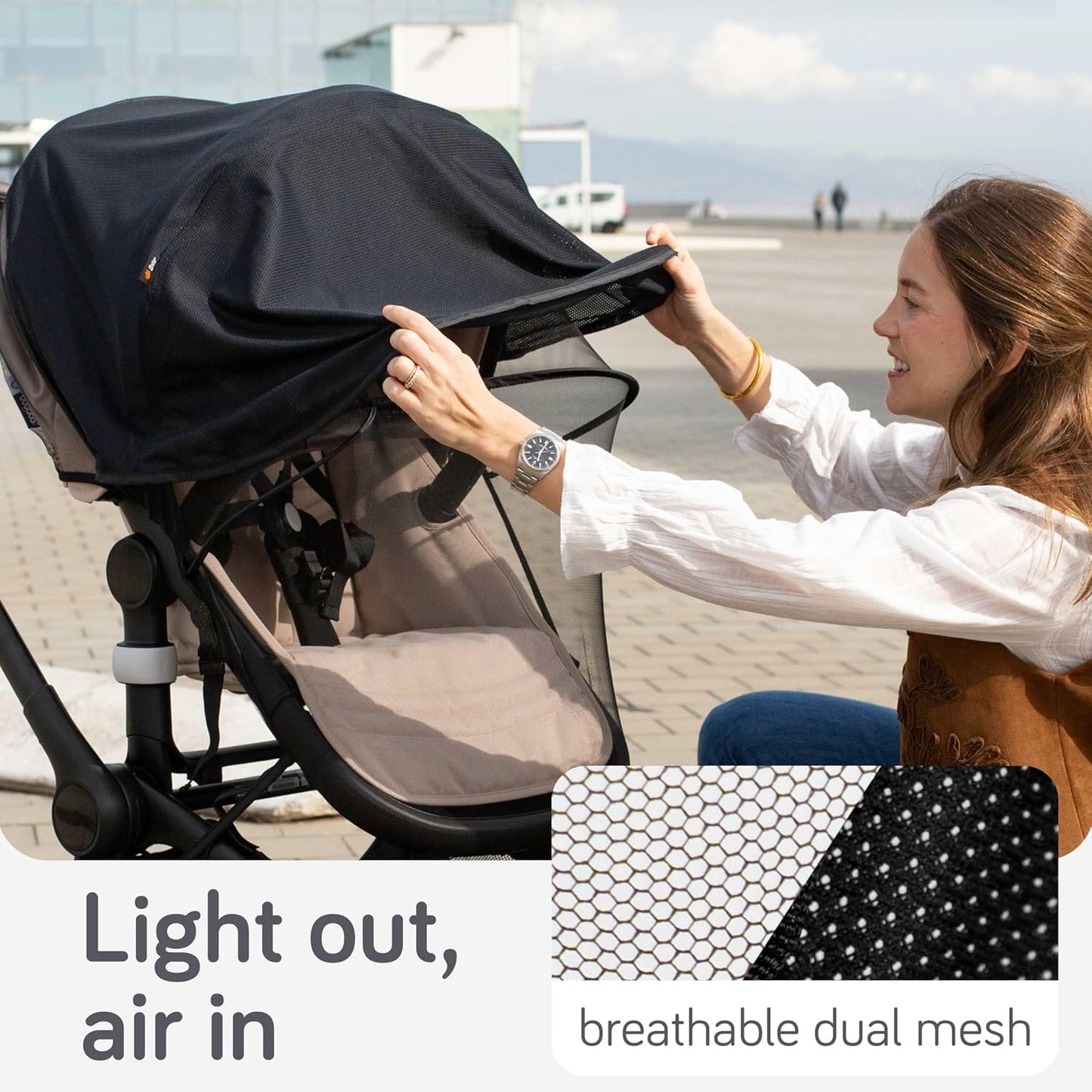Baby Uma 2-in-1 Mosquito Net for Stroller & Stroller Sun Shade - UPF 50+ Baby Sun Protection, Breathable Blackout Mesh Baby Mosquito Net (+ Travel Bag)