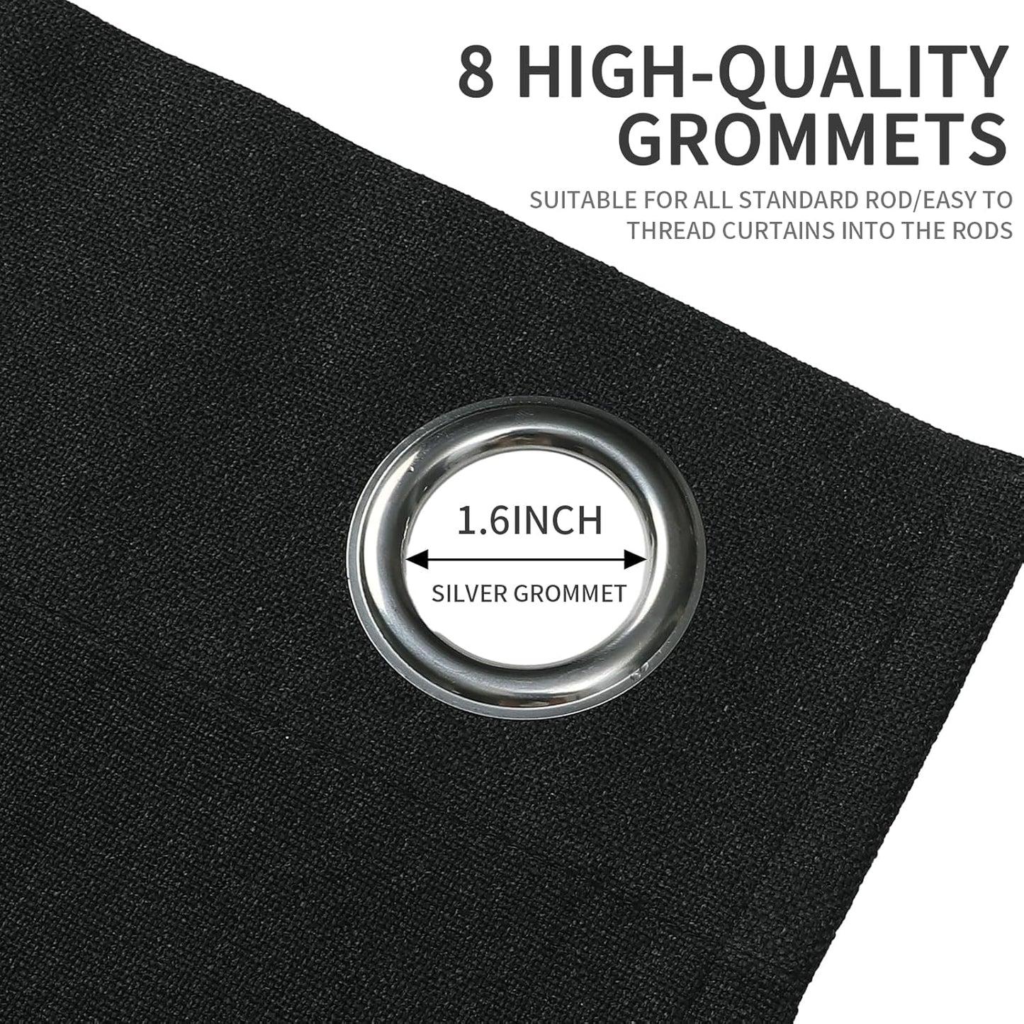 Joydeco Blackout Curtains 120 Inches Long 2 Panels Burg, Room Darkening Curtains for Bedroom, 100% Black Out Textured Thermal Drapes Privacy Protection 2 Panels Set(W52 x L120 Inch, Charcoal Grey)