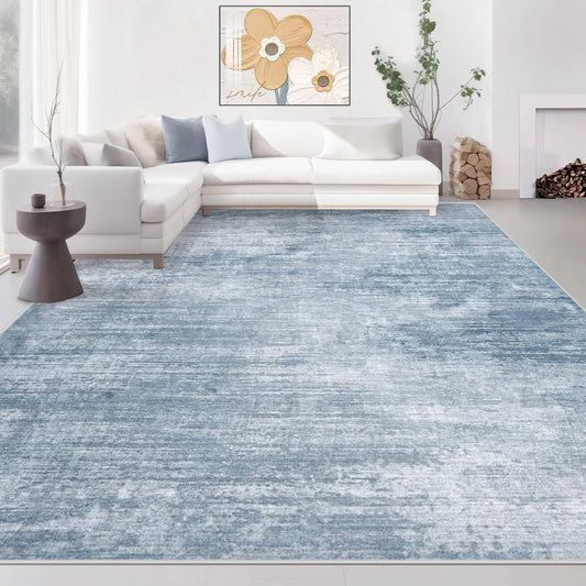 Area Rugs 9x12 Living Room: Washable Rug Modern Abstract Large Rugs Soft Non Slip Neutral Rug Stain Resistant Indoor Carpet for Bedroom Kitchen Dining Room Table Nursery Home Office Rugs(Blue,9'x12')