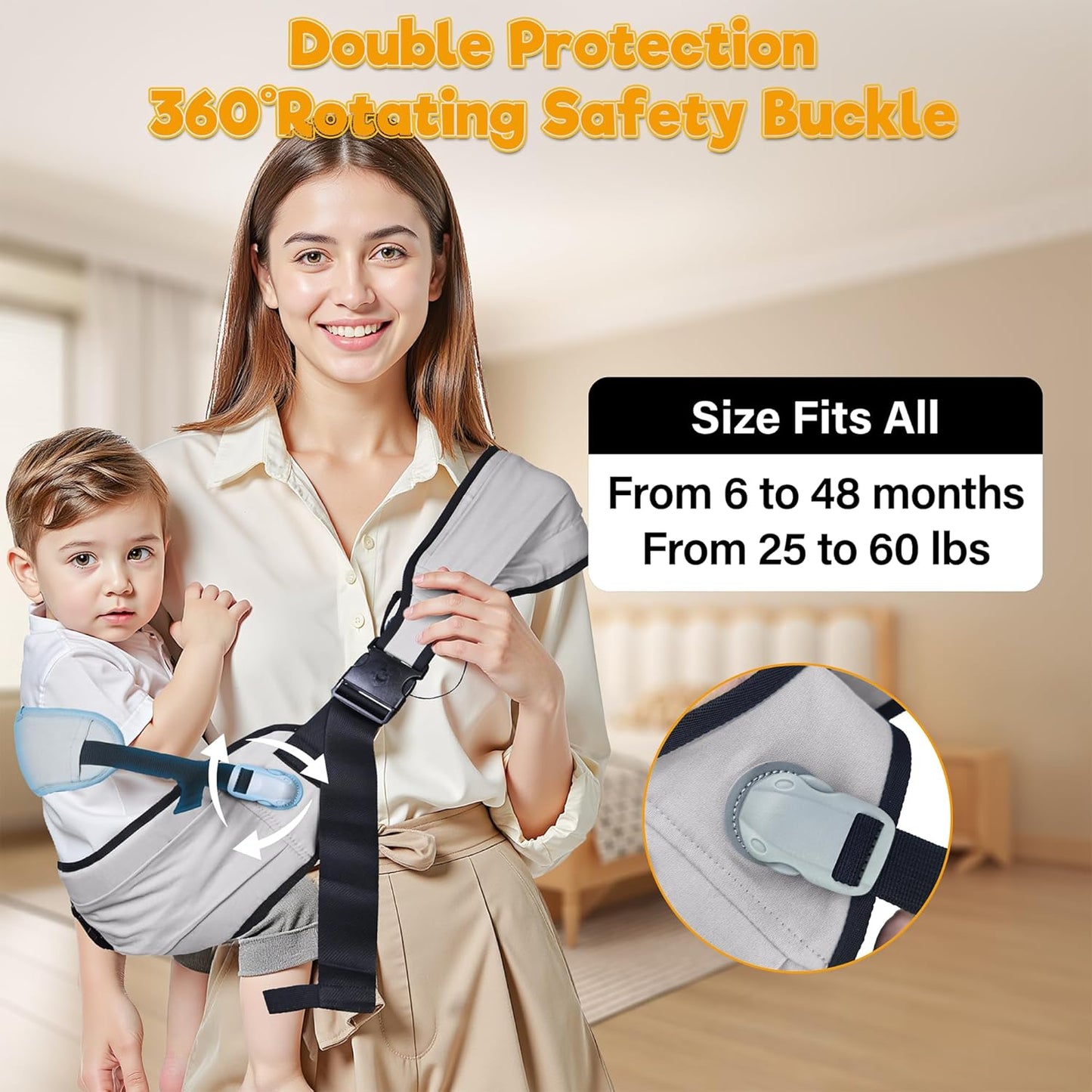 Baby Carrier Newborn to Toddler,Adjustable Baby Sling Carrier,Comfortable and Lightweight Toddler Carrier for 25-60 lbs,Ideal for Shopping Travelling