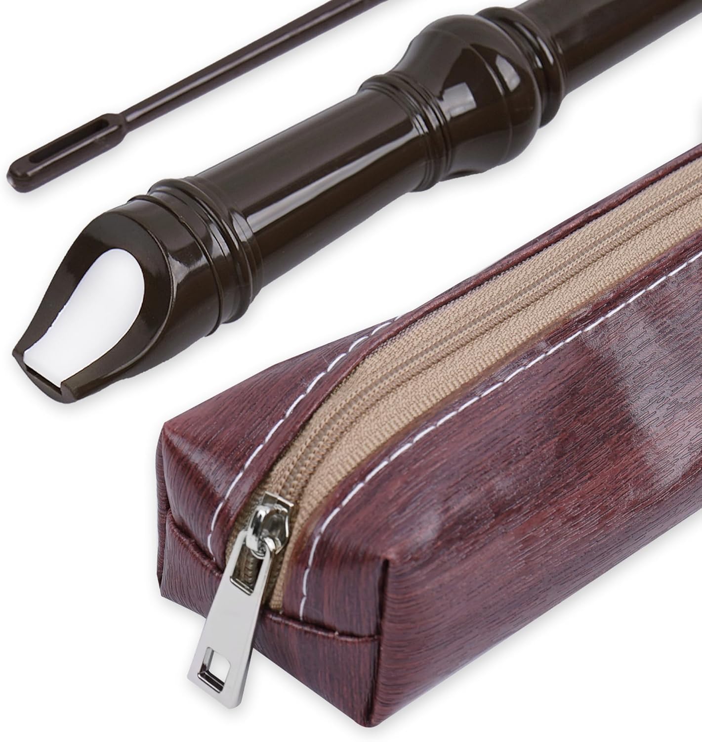 LIZIMANDU Recorder Instrument for BeginnerAdults,8-Hole Soprano Descant Recorder Music Flute with Cleaning Rod & Case Bag For Home Entertainment(6-Wood Light Brown)