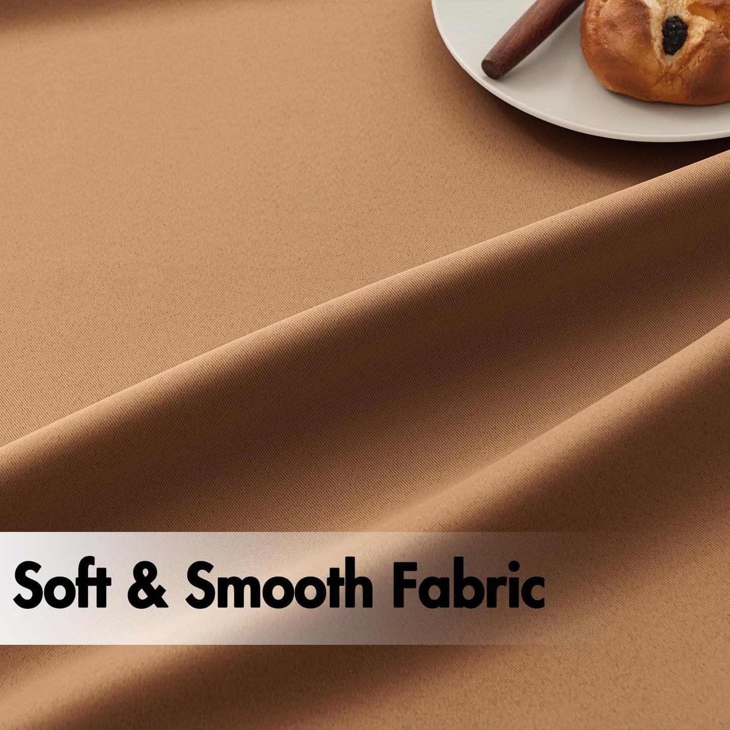 ANRODUO Back Tab Blackout Curtains for Bedroom Living Room, Rod Pocket Pinch Pleated Thermal Insulated Room Darkening Curtains 63 Inches Long 2 Panels, Brown, 42 x 63 Inch