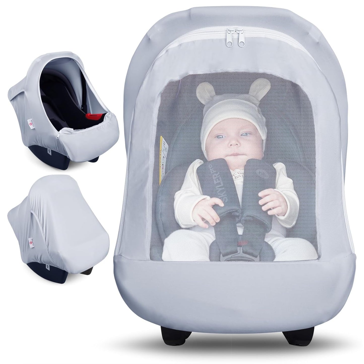 Metplus 2-in-1 Baby Car Seat Canopy, Multi Use Privacy Sun Shade, Protect Baby's Safety with Style, Infant Carrier Covers for Boys & Girls