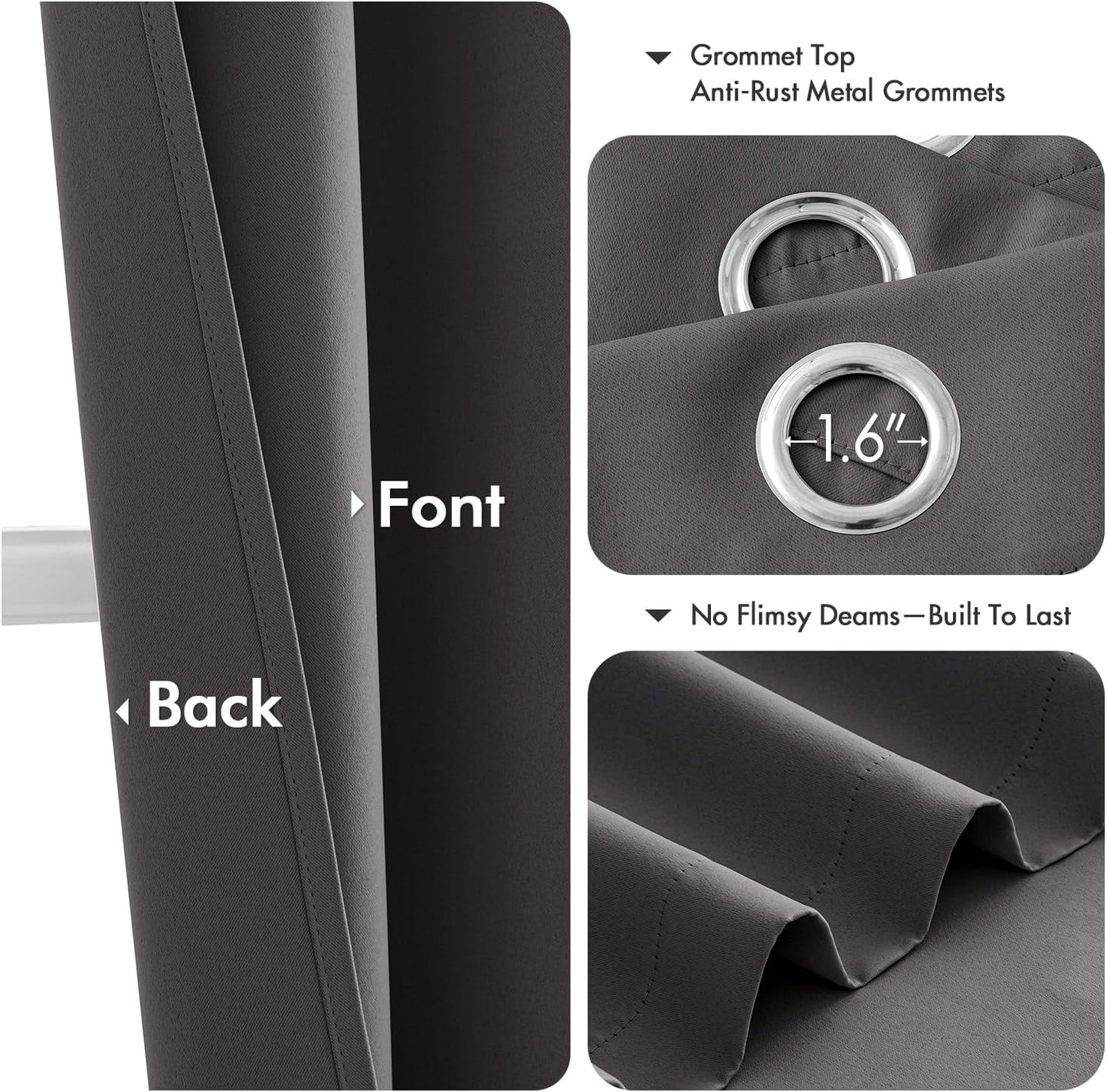 MIULEE Short Curtains for Windows - Grey Blackout Half Window Curtains Thermal Insulated Privacy Drapes for Kitchen Bedroom Bathroom Grommet Top Small Basement Tiers W40 x L36 Inch 2 Panels