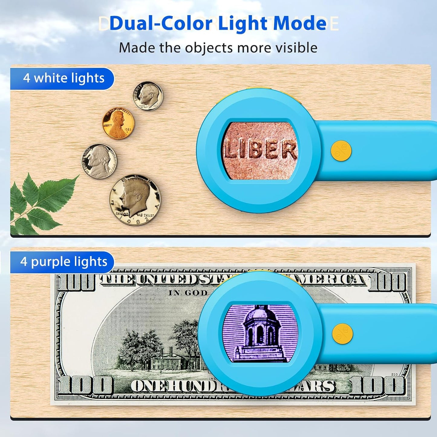 Microscope Magnifying Glass for Kids and Adults: 100X Portable Handheld Digital Microscope with Light - Pocket Jewelers Loupe with 2" Screen - USB Mini Coin Magnifier for Collector