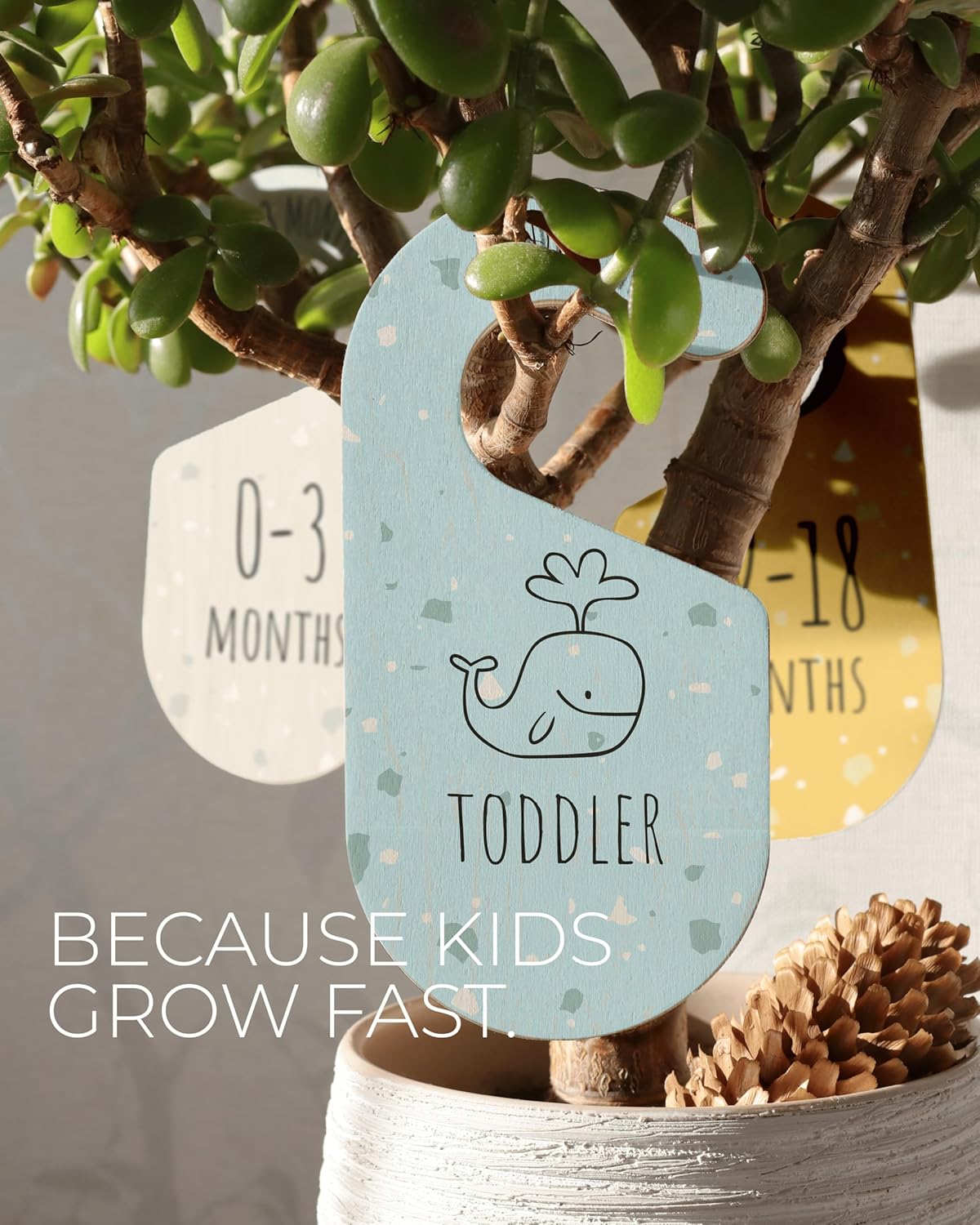 Colorful Baby Size Closet Dividers - Wooden Baby Clothes Organizer for Nursery Decor, Storage & Organization - 8 Pcs of Baby Closet Dividers Ideal as Neutral Nursery Storage Organizers