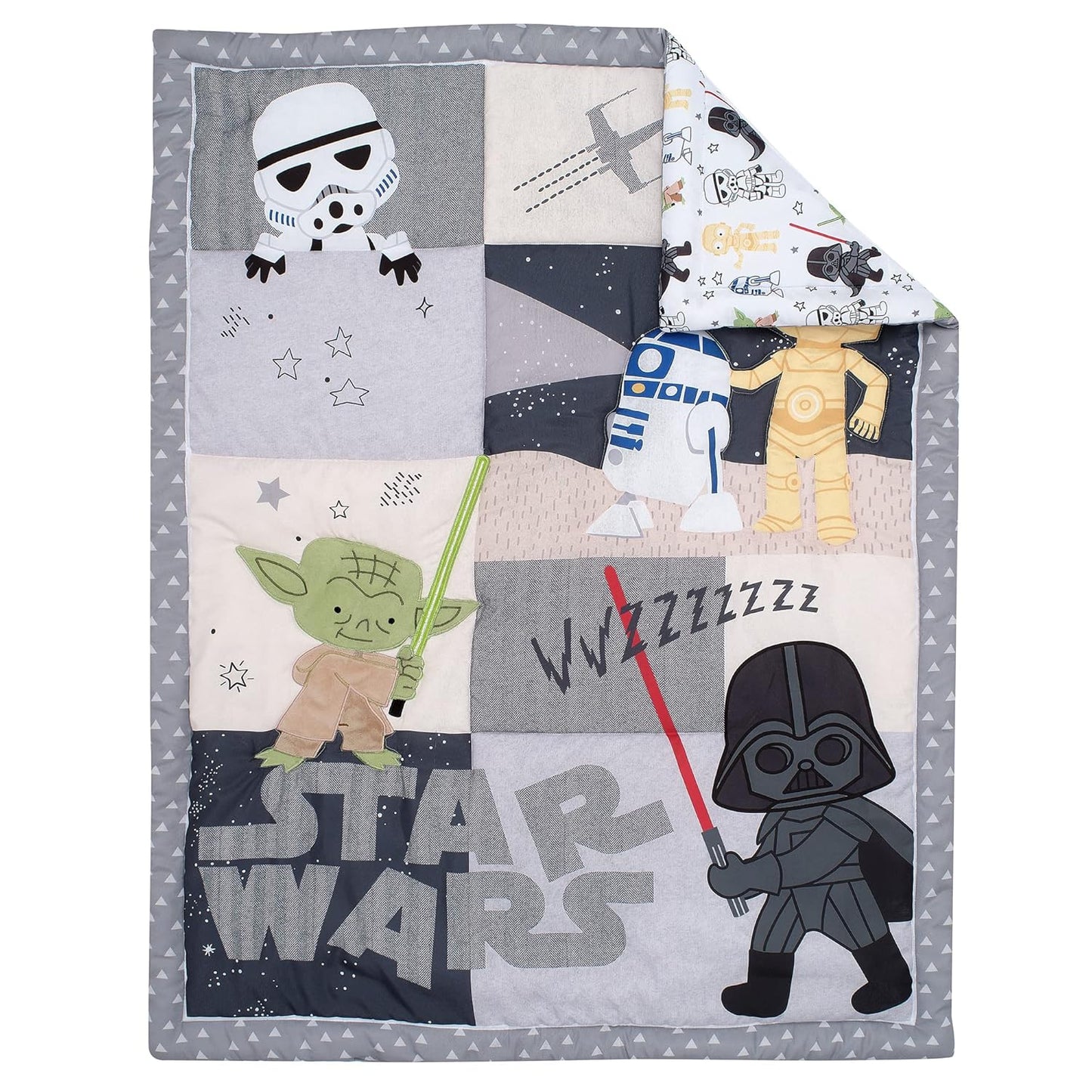 Lambs & Ivy Star Wars Classic 3-Piece Baby Crib Bedding Set - Yoda/Darth Vader