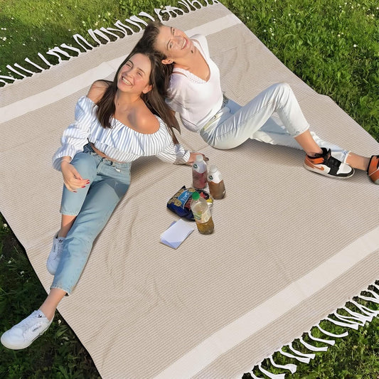 Jumbo Turkish Beach Towel Blanket Picnic Ourtdoor Mat Oversized Sandproof Fast Dry Thin Extra Large Xl Huge Linen Compact Organic Cotton Summer Vacation Gifts Travel Essential Cruise Ship Necessities