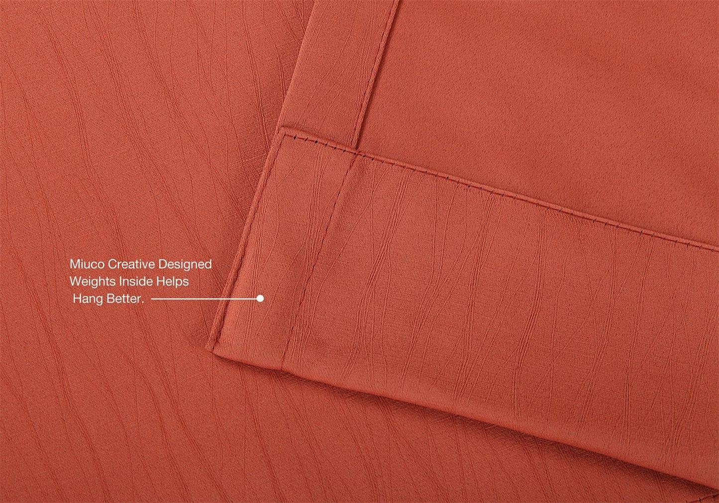 MIUCO Blackout Curtains Room Darkening Curtains Textured Grommet Panels for Living Room 2 Panels 52x63 Inch Long Rust