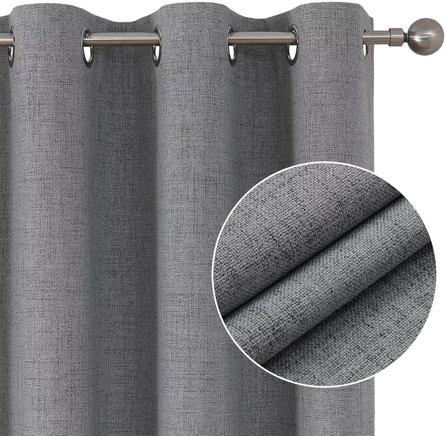 Joydeco Custom Light Grey Textured Total Blackout Curtain for Bedroom and Living Room. Grommet Textured Thermal Insulated Room Darkening Curtain 1 Panel (Custom Size and Color)