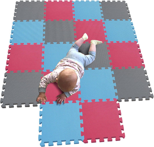 MQIAOHAM® 18 Pieces Puzzle Play Mats, Soft Baby Play Mat, Kids Interlocking Foam Floor Tiles, Toddlers Carpet Playmats G301018-107109112