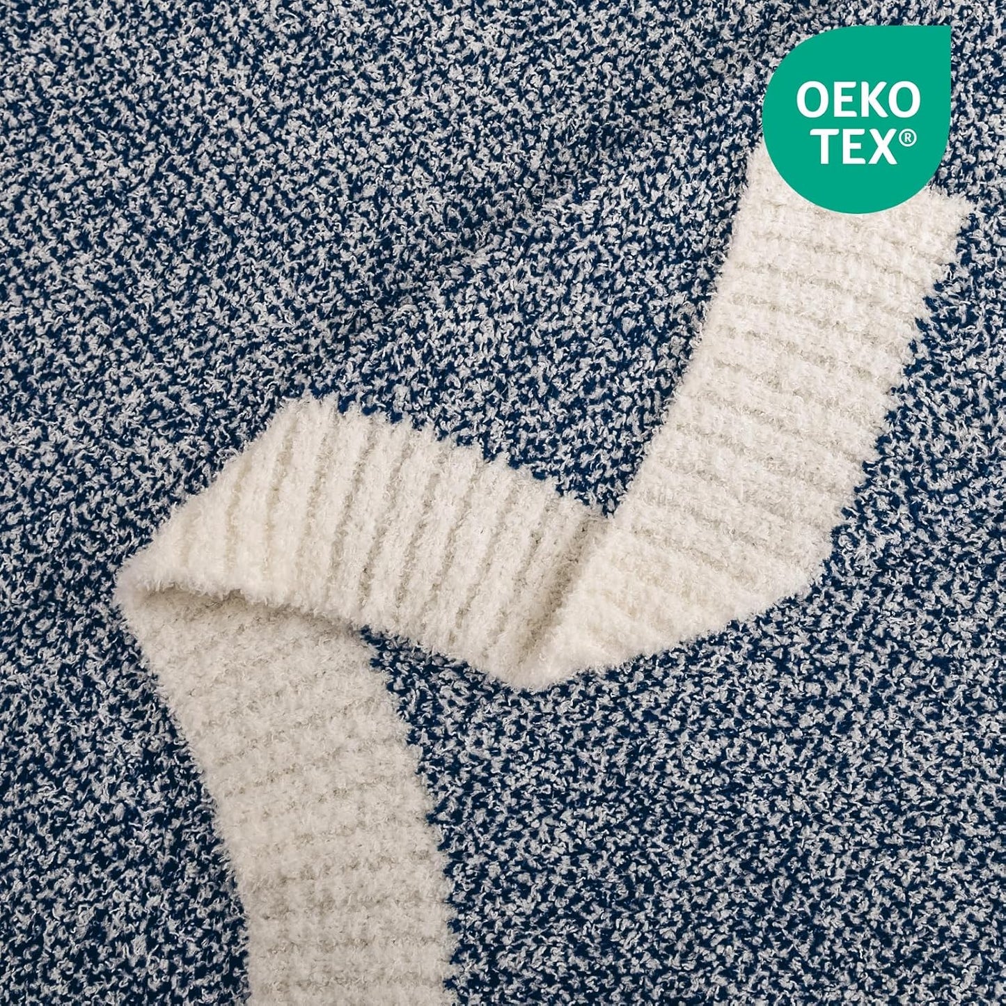 NEXHOME PRO Soft Throw Blankets for Couch, Reversible Warm Blankets Cozy Knit Blanket for Women, Fuzzy Plush Lightweight Throws for Sofa, Bed, Picnic, Navy, 50 x 60 inches