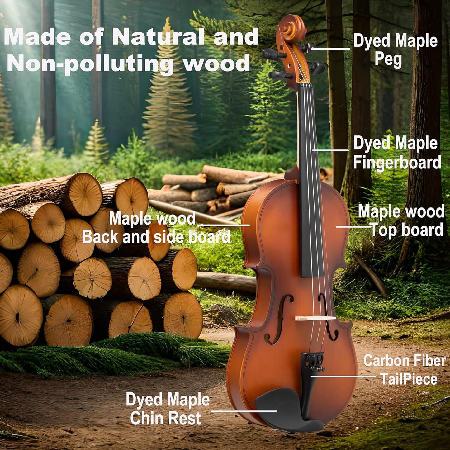 Handcrafted Premium Violin Outfit for Kids Beginner, Student, and Adults -Perfect Your Sound and Unlock Your Musical Potential with Confidence.(Matte Antique, 1/4)