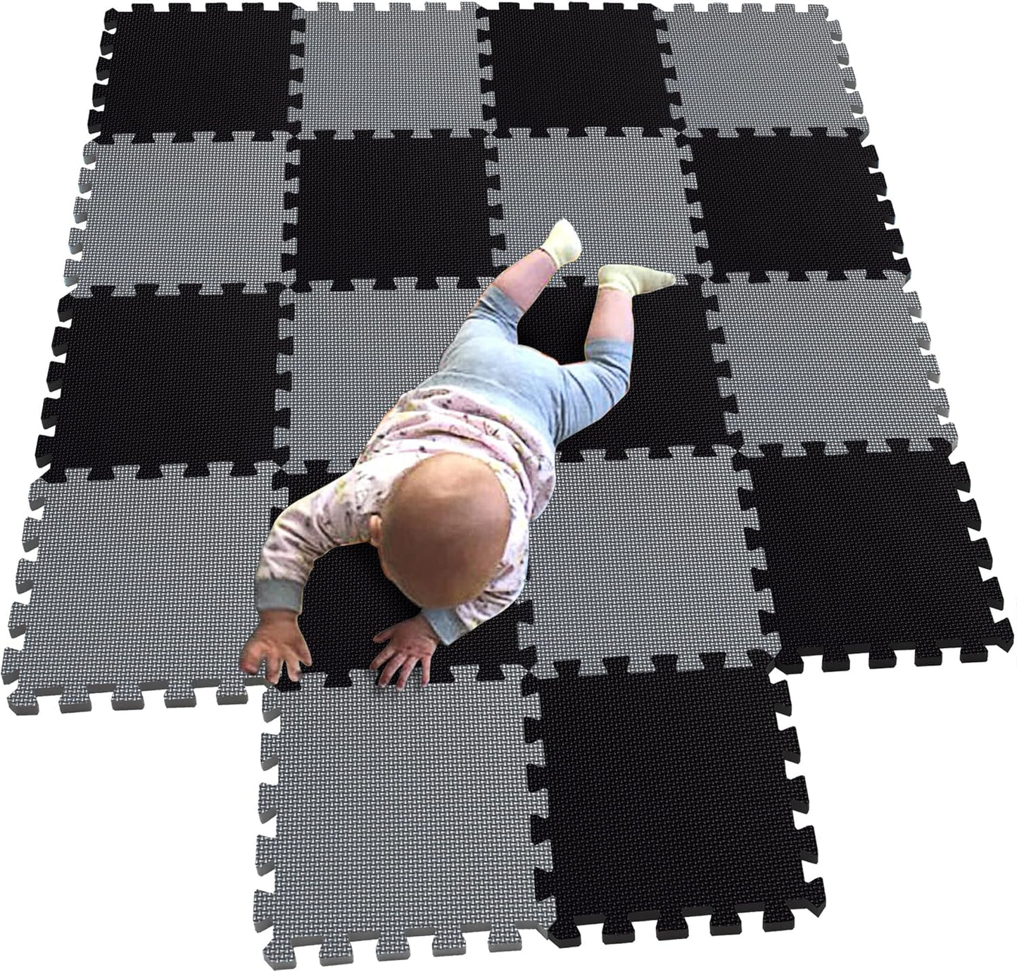 MQIAOHAM® 18 Pieces Puzzle Play Mats, Soft Baby Play Mat, Kids Interlocking Foam Floor Tiles, Toddlers Carpet Playmats G301018-104112