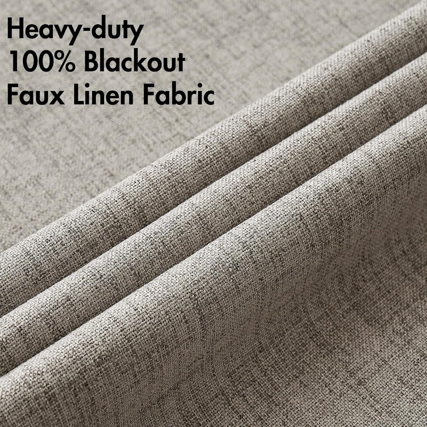 MIULEE Linen Texture 90 Inches Curtains for Bedroom 100% Blackout Thermal Insulated Linen Curtains Grommet Room Darkening Drapes for Living Room Nursery 52x90 Inch (2 Panels)