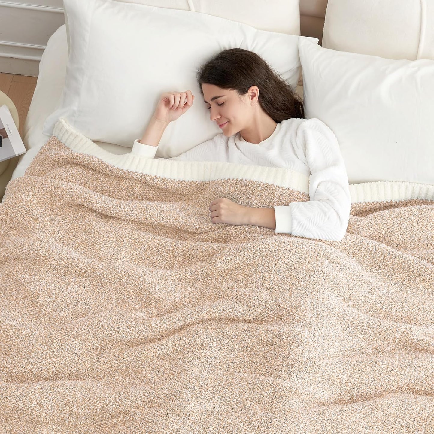 Snuggle Sac Twin XL Bed Blanket 66x90 inches, Super Soft Warm Beige Blankets for Bed, Living Room, Luxurious Microfiber Blanket Dupes, Heather Beige, 66x90 inches