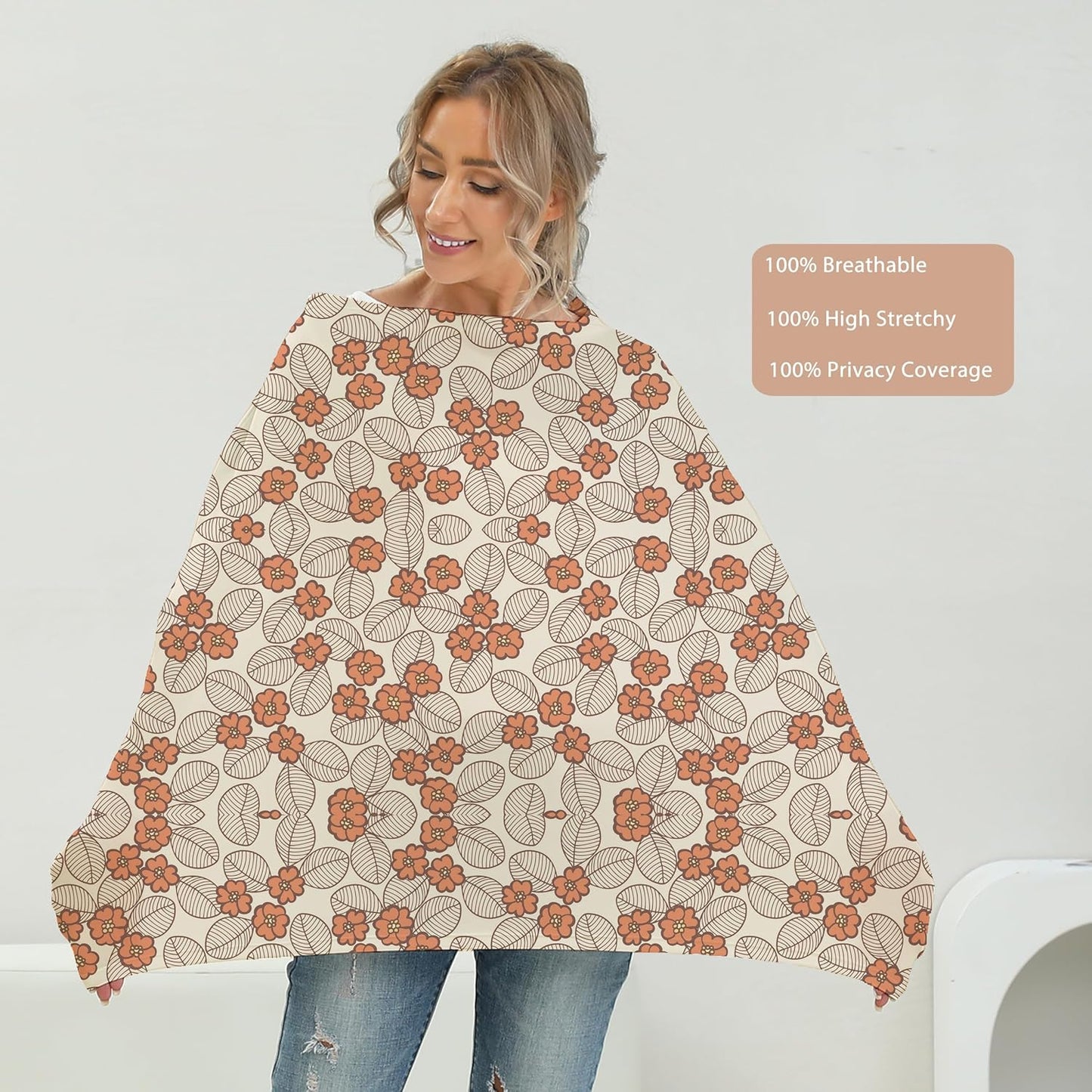 Breathable Car Seat Cover for Babies – Multi-Purpose Soft Rayon Nursing Cover for Breastfeeding, High Stretchy Infant Carseat Canopy, Stroller Cover (Smooth Rayon, Warm Floral)