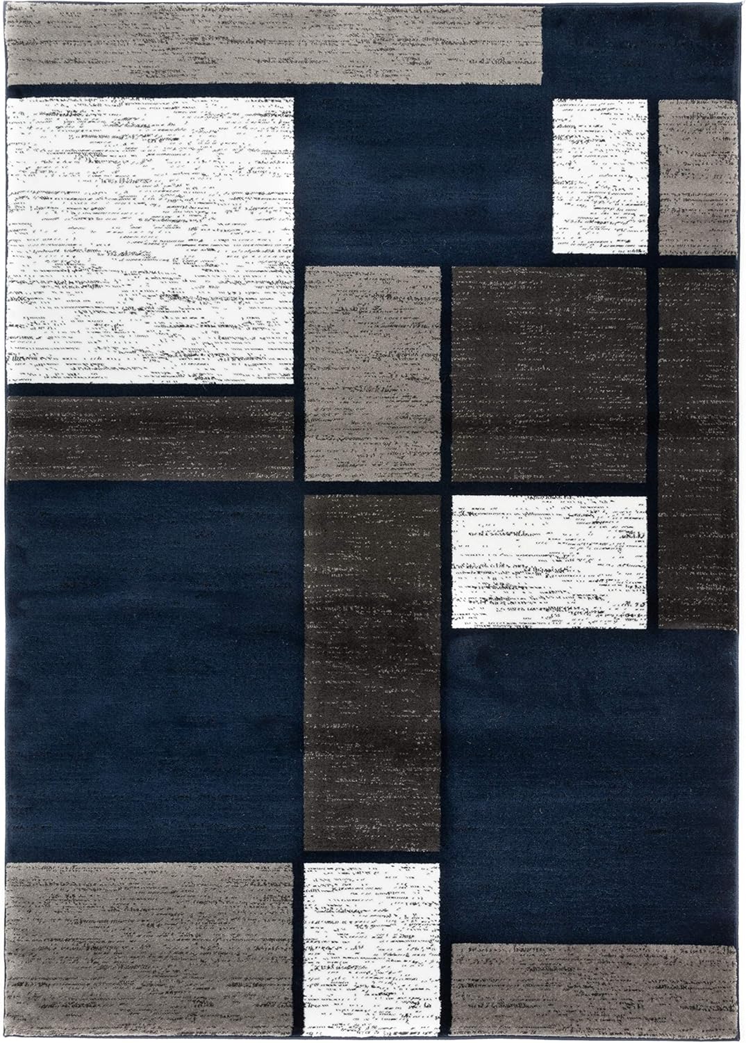 Rugshop Contemporary Modern Boxes Area Rug 10' x 14' Navy