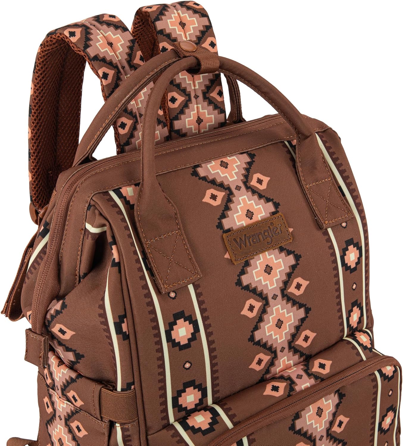Wrangler Diaper Bag Backpack Aztec Travel Backpack Purses Western Multi-Function Baby Bags for Mom with Waterproof Insulated Pockets