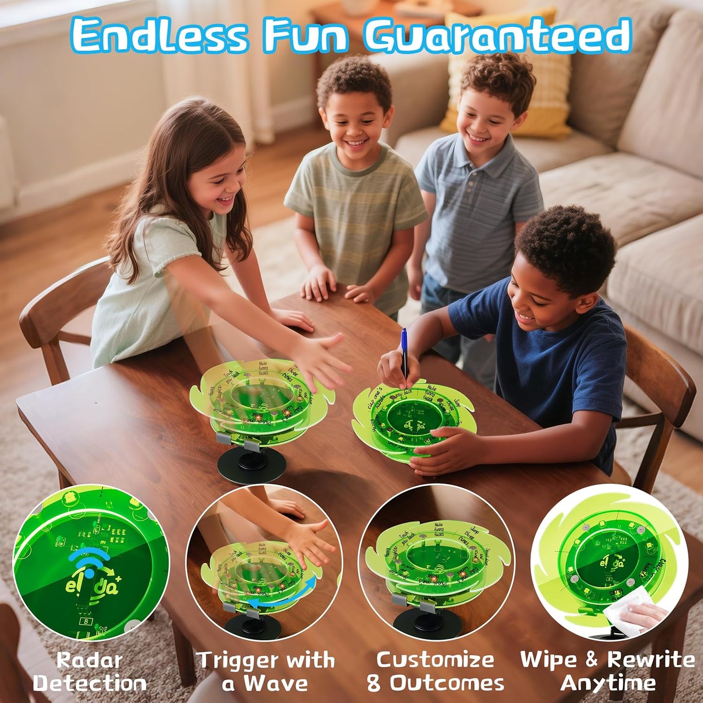 STEM DIY Toys Hand Assembly Electronic Spin The Wheel | Science Craft Kit for Kids Ages 8-9-10-11-12-13-14-15+ Years Old | Educational Gifts for Boys&Girls | Video Guide | (Round-Fluorescent Green)