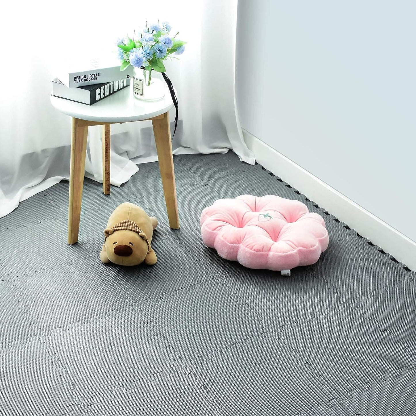 qqpp EVA Rubber 18 Tiles Interlocking Puzzle Foam Floor Mats - Baby Play Mat for Playing | Exercise Mat for Home Workout. Gray. QC-Lb18N