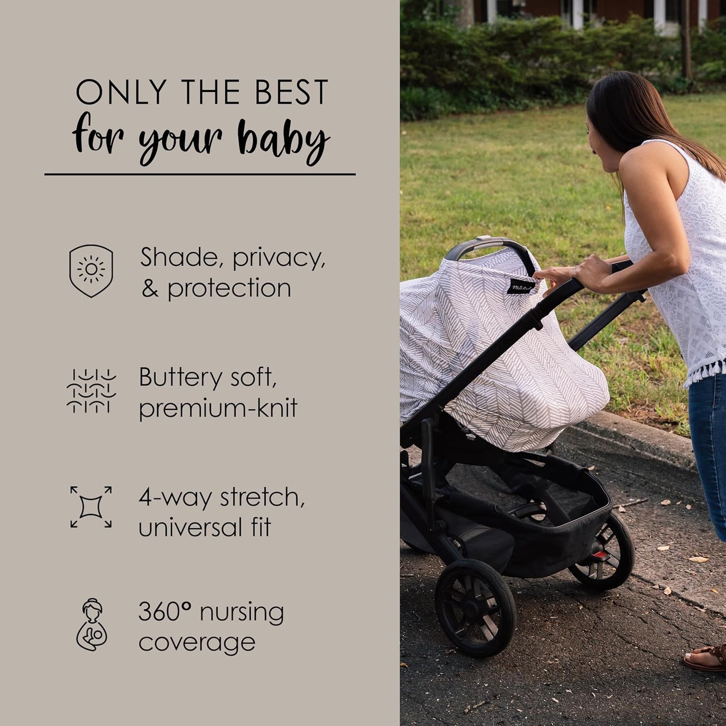 Milk Snob Original 5-in-1 Cover - Added Privacy for Breastfeeding, Baby Car Seat, Carrier, Stroller, High Chair, Shopping Cart, Lounger Canopy - Newborn Essentials, Nursing Top, Herringbone