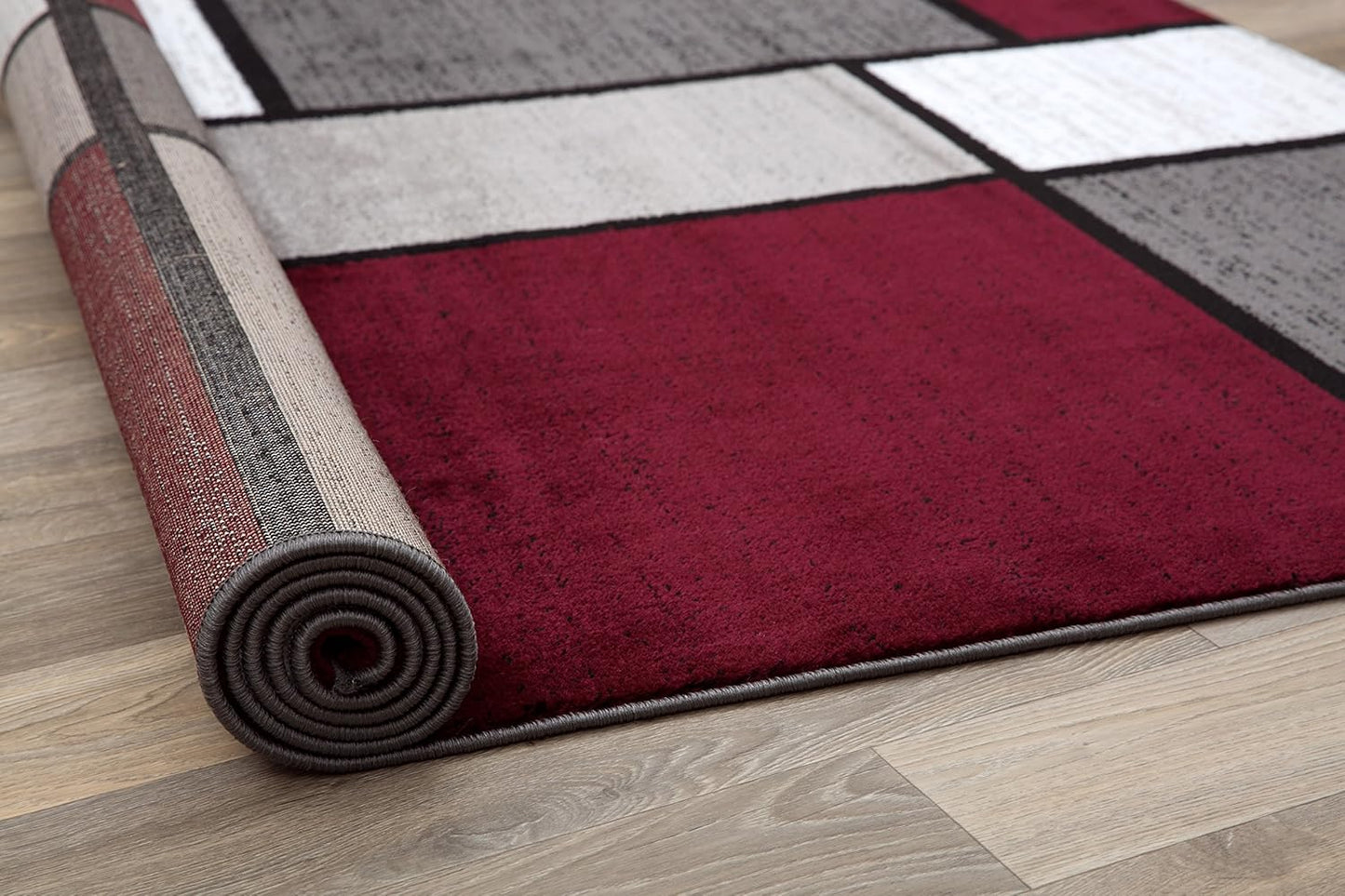 Rugshop Contemporary Modern Boxes Area Rug 3'3" x 5' Red