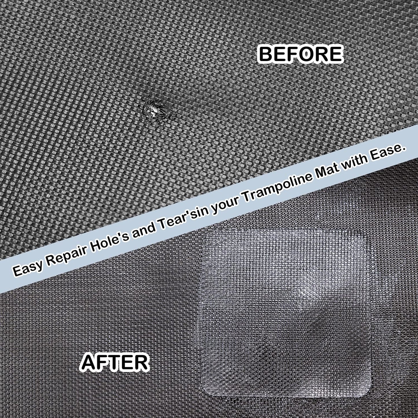 Trampoline Patch Repair Kit 4"X 4" Square On Patches | Repair Trampoline Mat Tear or Hole in a Trampoline Mat