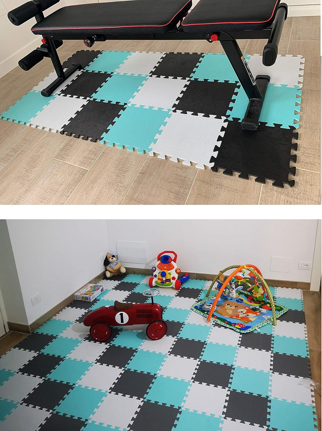 MQIAOHAM® 25 Pieces Puzzle Play Mats, Soft Baby Play Mat, Kids Interlocking Foam Floor Tiles, Toddlers Carpet Playmats G301025-101103111