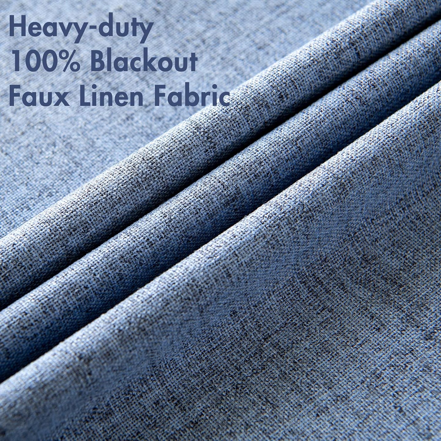 MIULEE Linen Texture Curtains for Bedroom Solid 100% Blackout Thermal Insulated Stone Blue Curtains Grommet Room Darkening Drapes for Living Room Nursery 52x108 Inch (2 Panels)