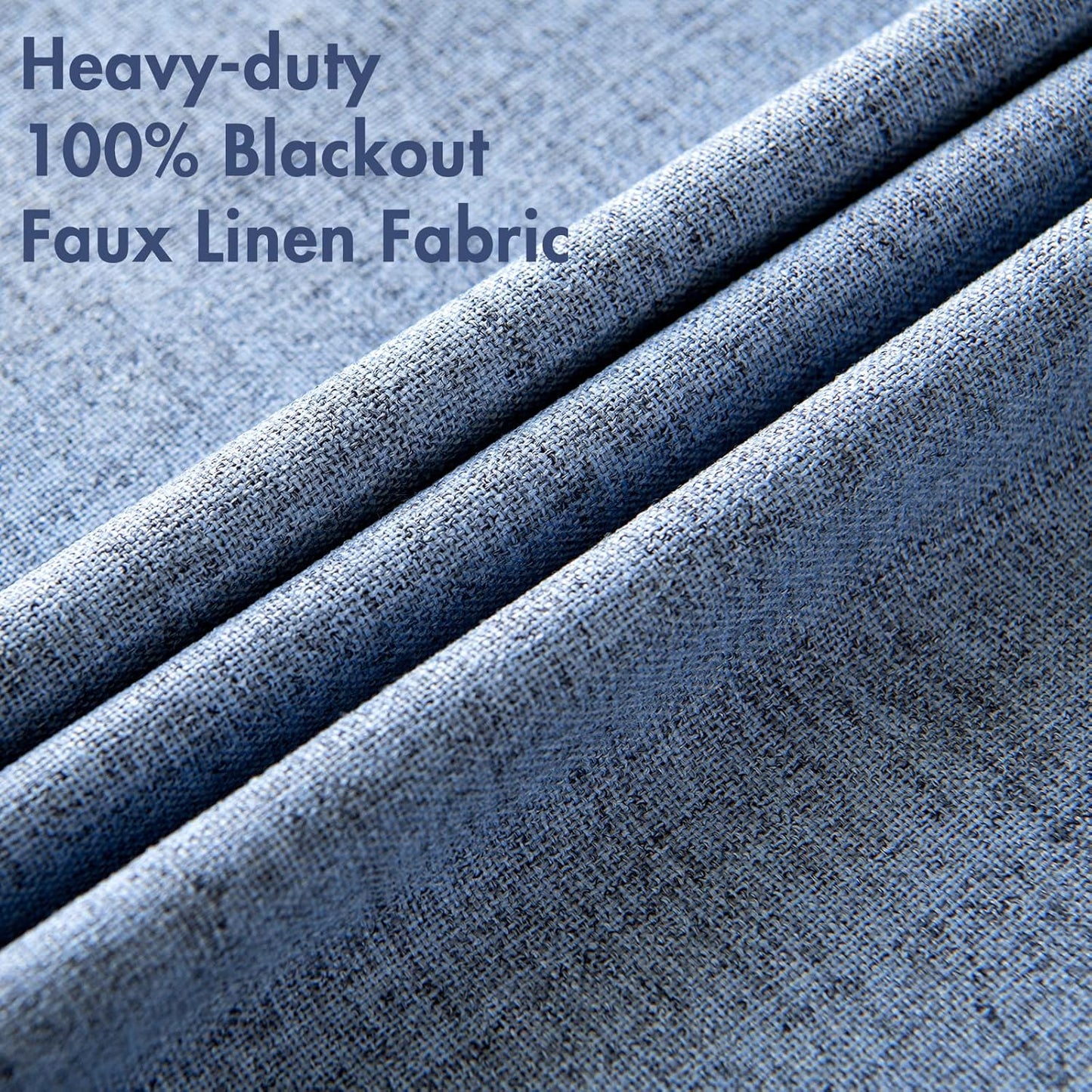 MIULEE Linen Texture Curtains for Bedroom Solid 100% Blackout Thermal Insulated Stone Blue Curtains Grommet Room Darkening Curtains/Drapes for Living Room Nursery 52x63 Inch (2 Panels)