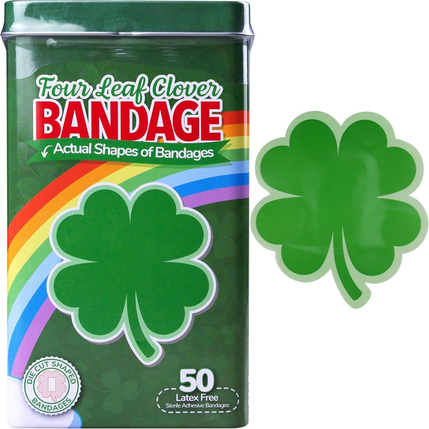 BioSwiss Bandages, 4 Leaf Clover Shaped Self Adhesive Bandage, Latex Free Wound Care, Fun First Aid Kit Supplies for Kids and Adults, 50 Count