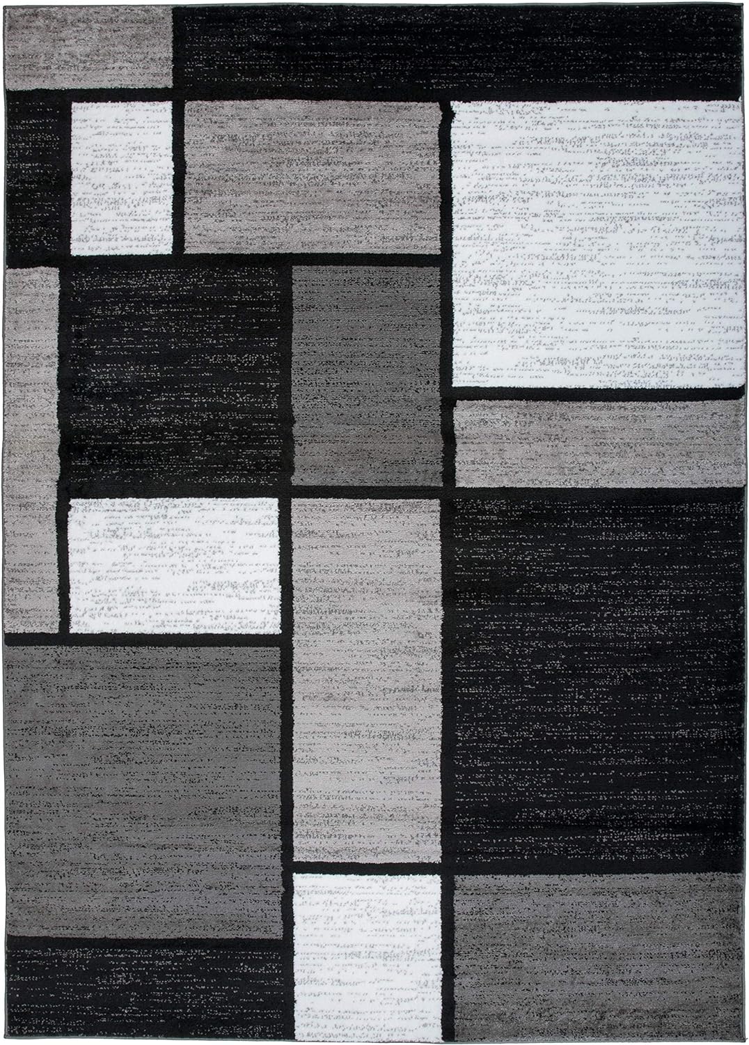 Rugshop Contemporary Modern Boxes for Home Office,Living Room,Bedroom,Kitchen Non Shedding Area Rug 6' 6" X 9' Gray