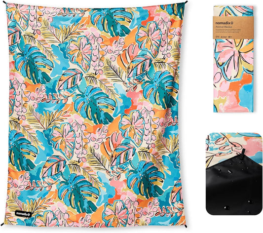Nomadix Festival Blanket - Perfect for Picnics, Camping, & Lawn Seating - Plush Top & Water Resistant Base - Made with Post Consumer Recycled Materials - Jungle - 60x70