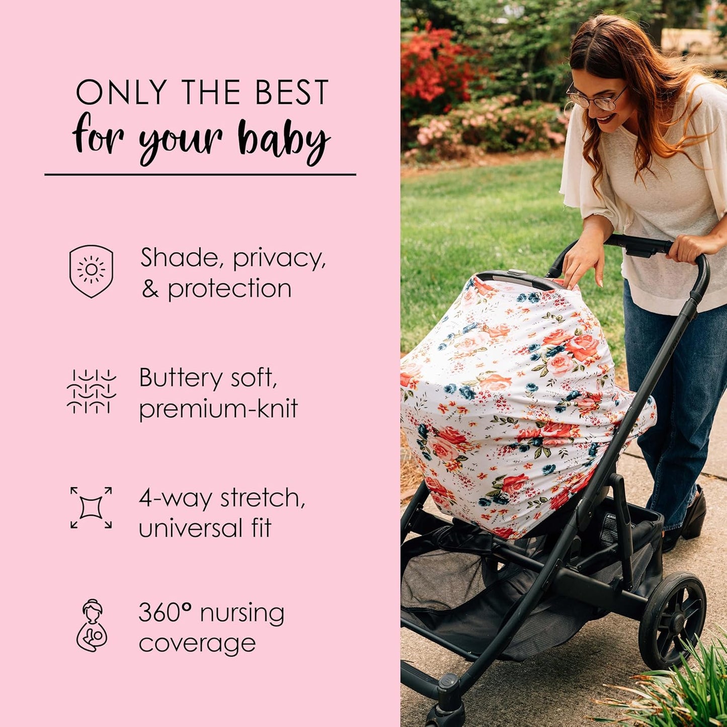 Milk Snob Original 5-in-1 Cover - Added Privacy for Breastfeeding, Baby Car Seat, Carrier, Stroller, High Chair, Shopping Cart, Lounger Canopy - Newborn Essentials, Nursing Top, French Floral