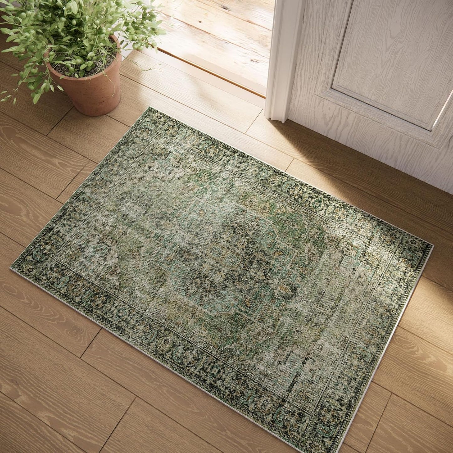 Machine Washable Throw Rugs for Entryway: Door Mat Indoor Entrance 2x3 Small Rug Stain Resistant Non-Slip Low Pile Soft Carpet for Kitchen Front Door Indoor Entrance Entry Bedroom