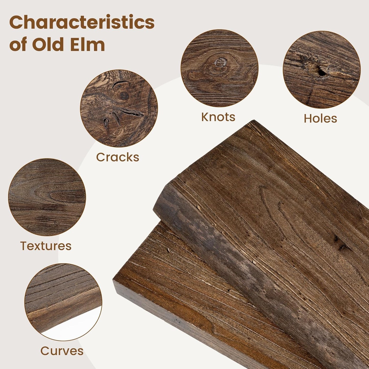 Rustic Elm Wood Floating Shelf for Wall, Live Edge 48"W x 9.2"D x 1.4"H, 1 Pack with Invisible Bracket, Large Wall Mounted Storage Shelf for Living Room Bedroom Kitchen Bathroom Decor, Walnut Finish