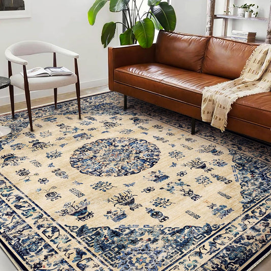 Washable Area Rug 10'x14' Boho Design Non-Shedding Easy Care Ideal for High Traffic Areas in Living Room Bedroom Office Coffee Table Kitchen Large Carpet