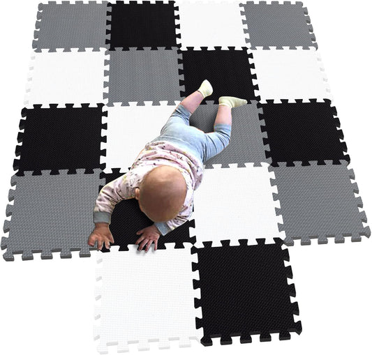 MQIAOHAM® 18 Pieces Puzzle Play Mats, Soft Baby Play Mat, Kids Interlocking Foam Floor Tiles, Toddlers Carpet Playmats G301018-101104112