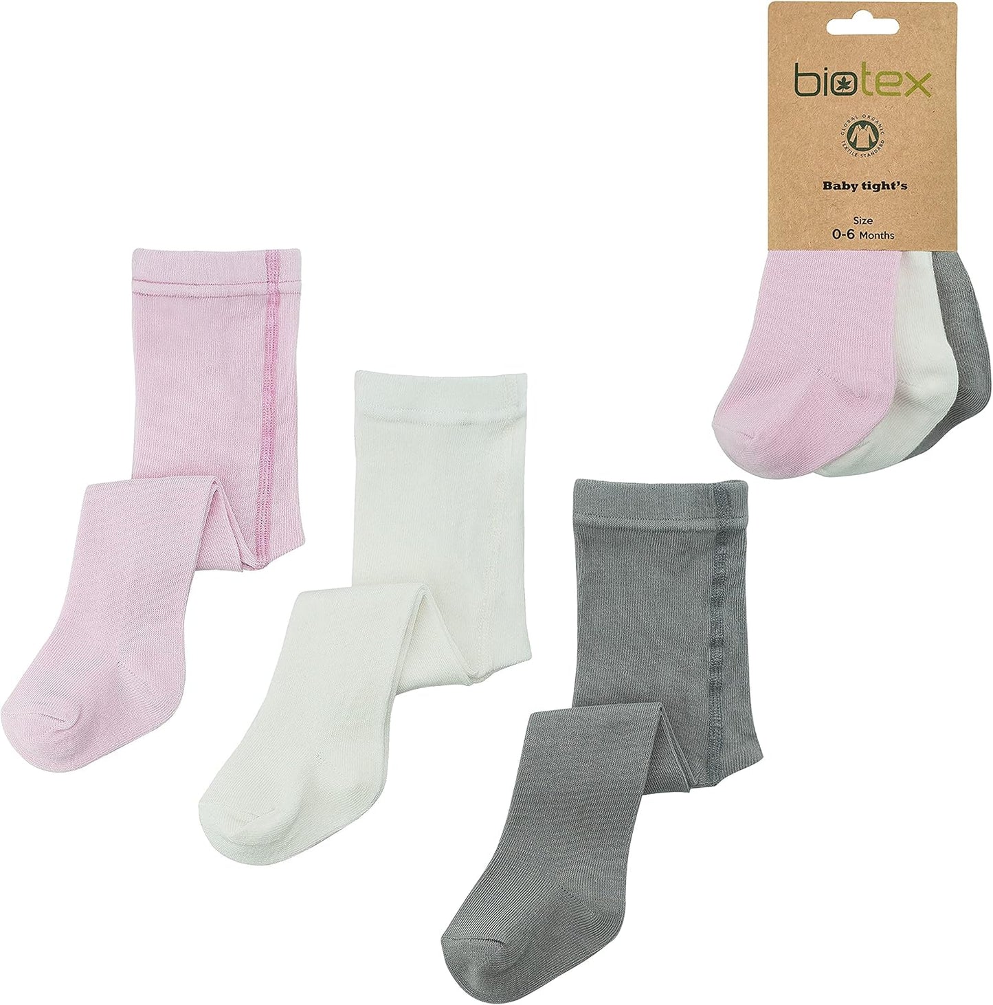 3 Pairs Organic Cotton Baby Girl and Boy Tights for Winter, Seamless Newborn Leggings, Toddler Stockings, 0-18 Months
