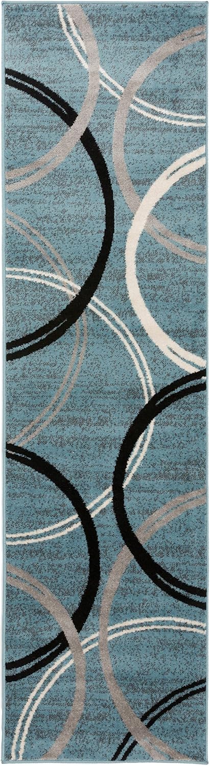 Rugshop Modern Wavy Circles Design Runner Rug 2'7" x 6' Blue