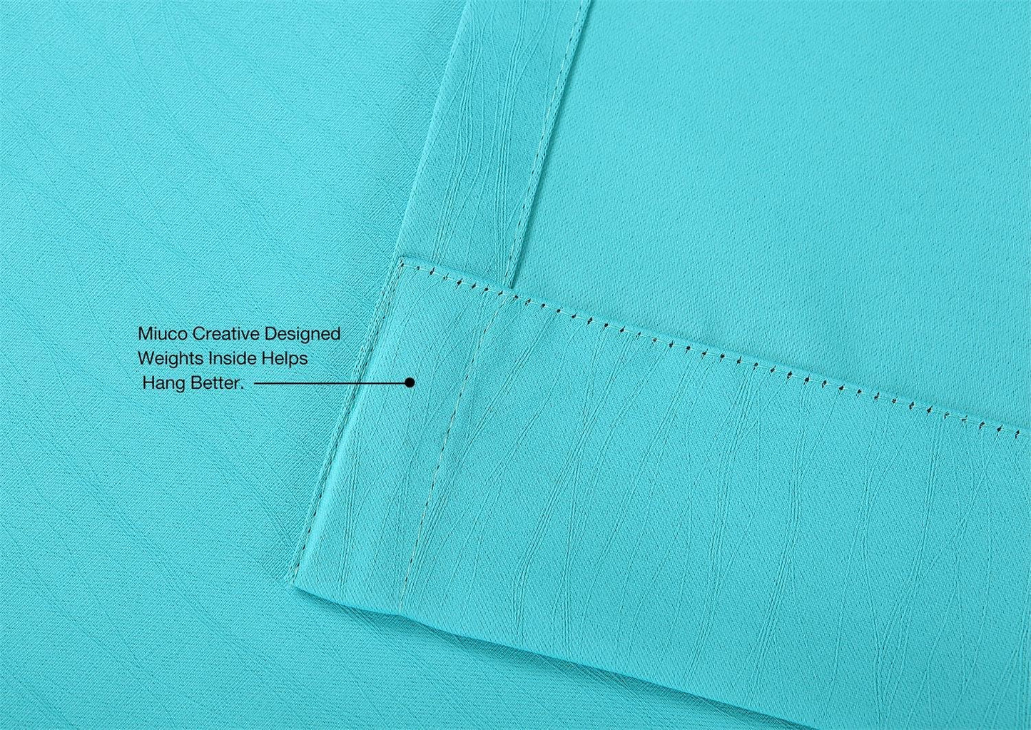 MIUCO Room Darkening Curtains Textured Grommet Thermal Insulated Blackout Curtains for Bedroom Set of 2 52x95 Inch Turquoise