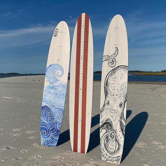 Personalized Surf Board Height Chart - Growth Chart for Wall Height Ruler Kid Growth Chart Height Tracker Wood Surfboard Child Height Chart for Kids Grow Chart Height Board-57"x10.5"