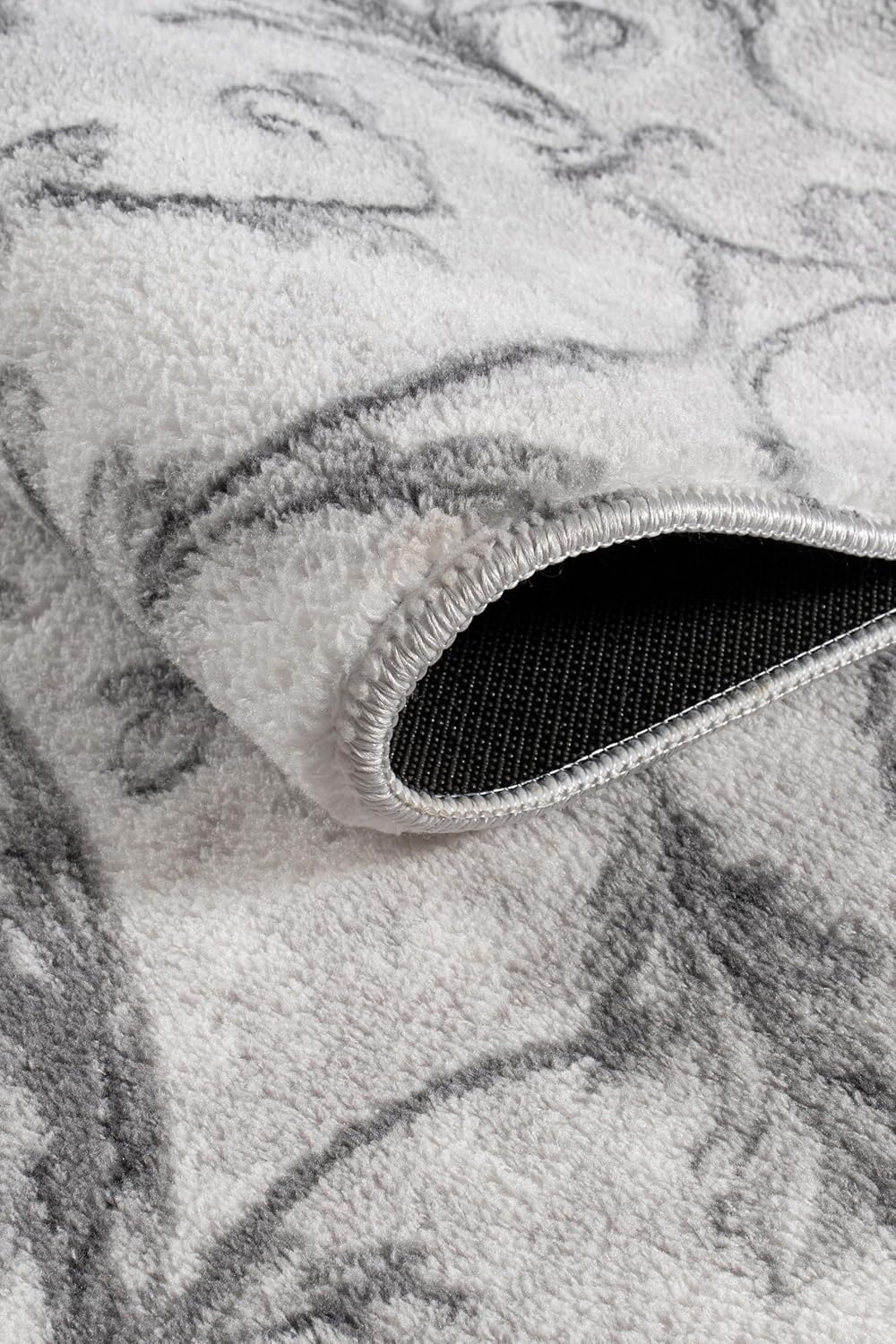 Non-Slip Washable 5x7 Area Rugs for Living Room Bedroom, Ultra Soft Bedside Rug, Indoor Floor Carpet for Kids Girls and Boys, Dorms, Nursery Rooms, Non-Skid Area Rug, Floral Grey, 5' x 7'