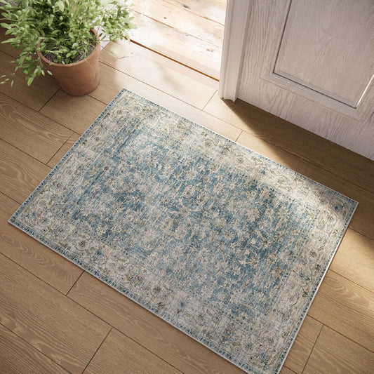 Machine Washable Entryway Throw Rug: Door Mat Indoor Entrance 2x3 Rug Boho Small Area Rug Non-Slip Low Pile Kitchen Rug for Front Door Indoor Entrance Entry Kids Room