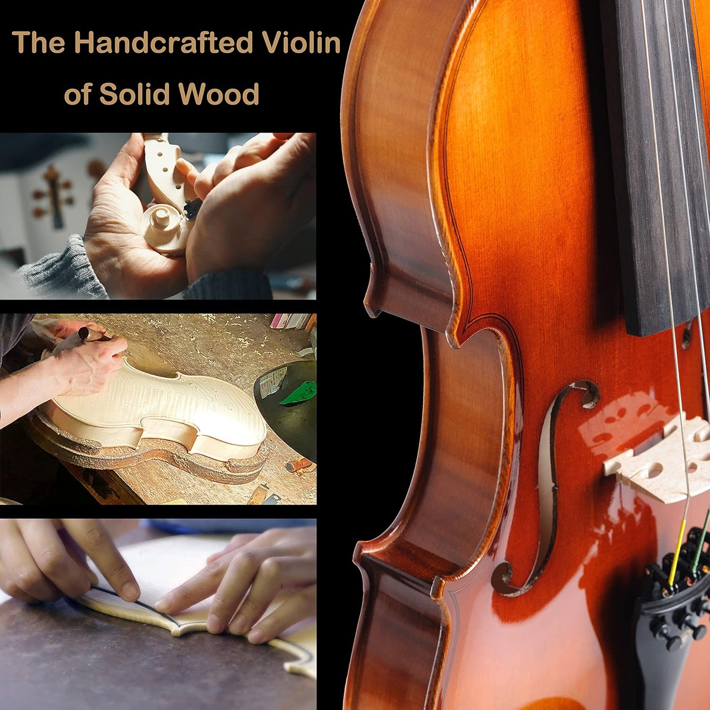 Spruce and Maple Solid Wood Violin Outfit for Beginner Kids & Adults -Craft Your Perfect Sound and Begin Your Musical Journey with Confidence.