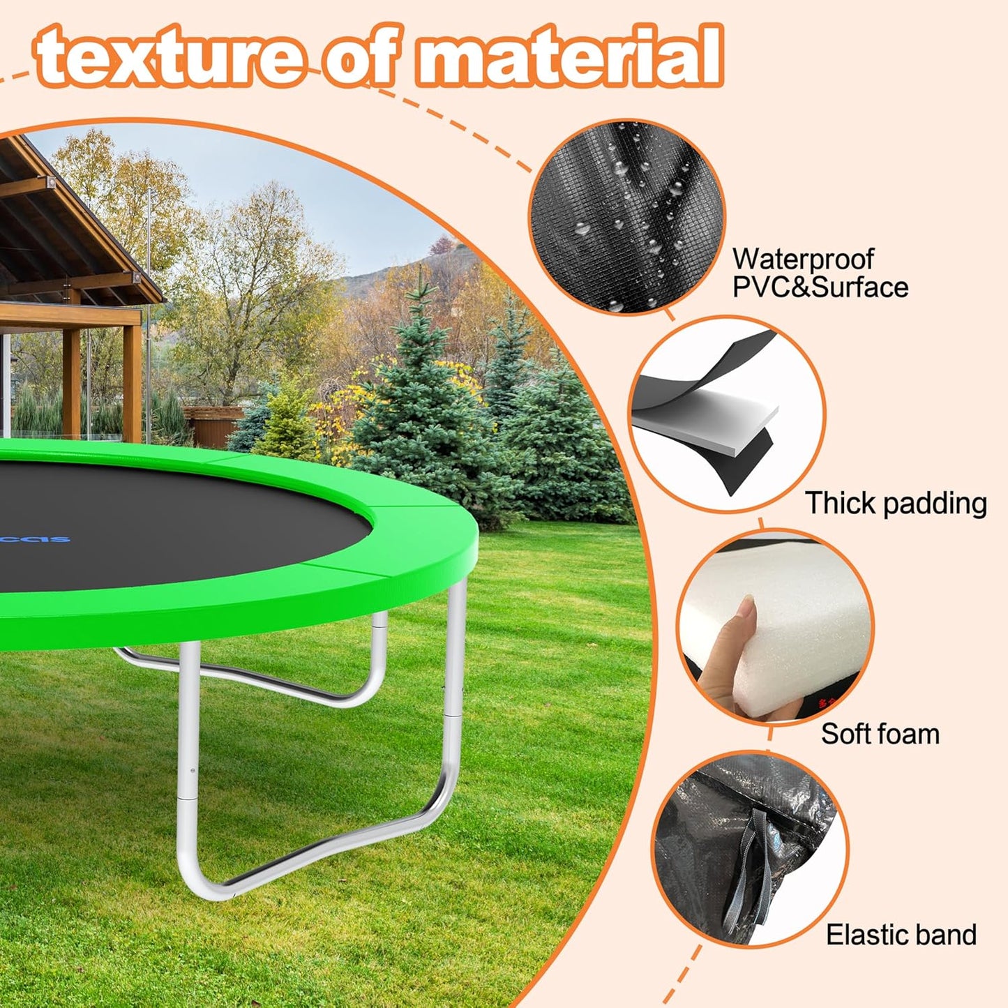 Trampoline Pad 10ft 12ft 14ft 15ft 16ft Trampoline Replacement Safety Pad, Waterproof and Tear-Resistant Safety Spring Cover Round Frame Pad, Trampoline Pad Replacement