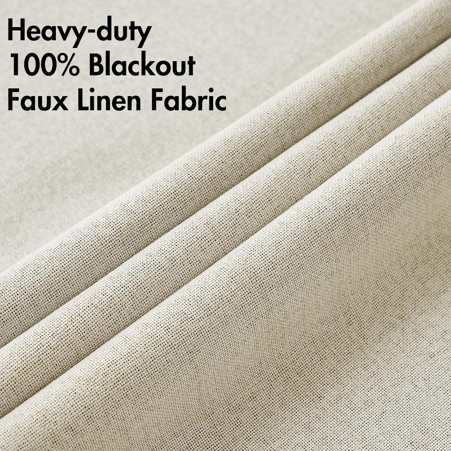 MIULEE 100% Blackout Linen Textured Curtains for Bedroom Solid Thermal Insulated Cream Grommet Room Darkening Curtains & Drapes Luxury Decor for Living Room Nursery 52 x 108 Inch (2 Panels)