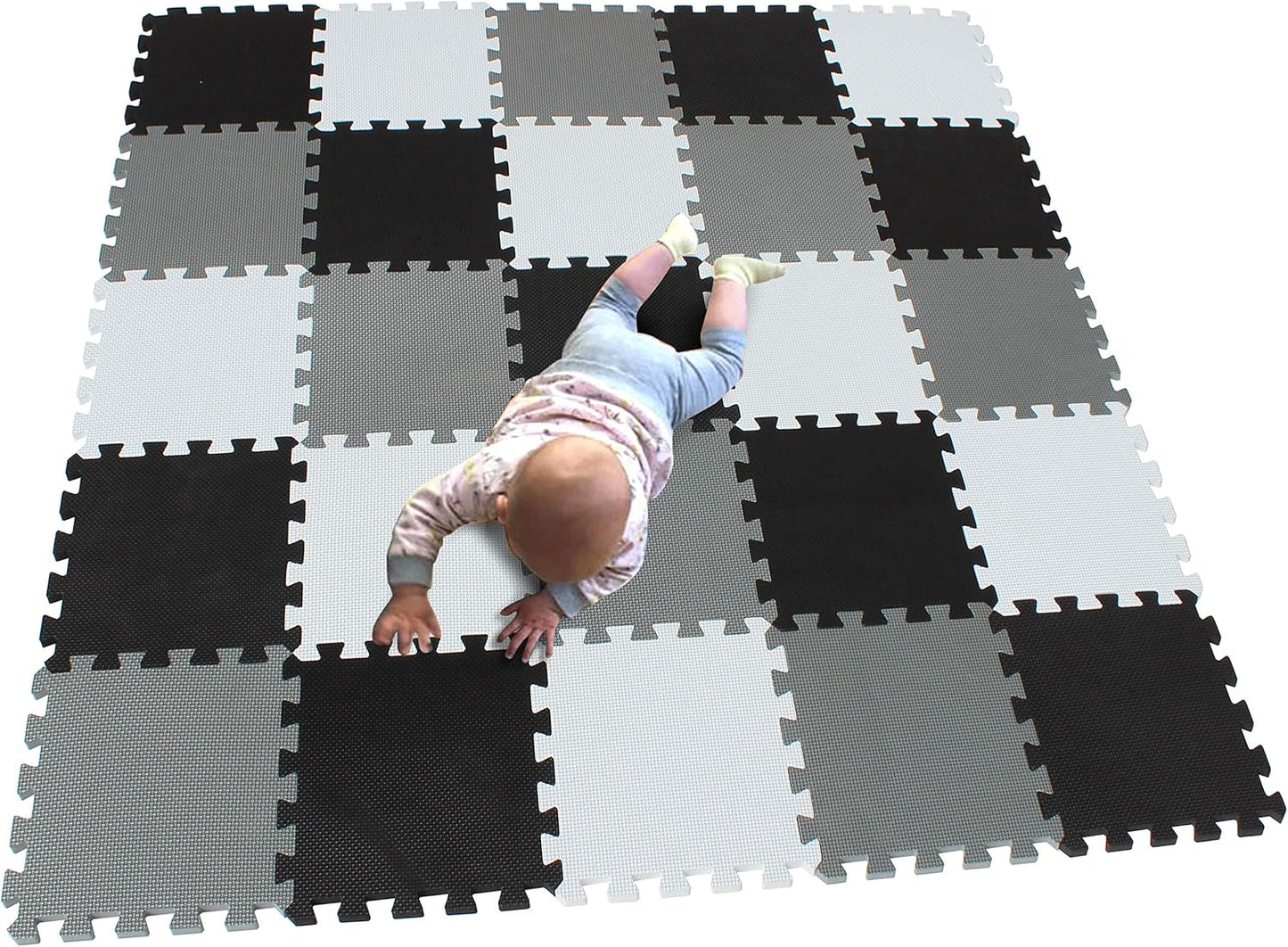 MQIAOHAM® 25 Pieces Puzzle Play Mats, Soft Baby Play Mat, Kids Interlocking Foam Floor Tiles, Toddlers Carpet Playmats G301025-101104112